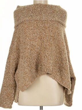 Free People Off-the-Shoulder Bouclé Sweater in Tan